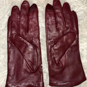 Elegant Burgundy Faux Leather Gloves